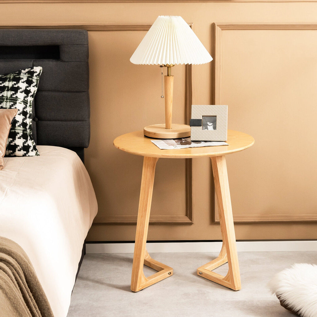 24 Inch Round End Table with Adjustable Foot Pads Natural