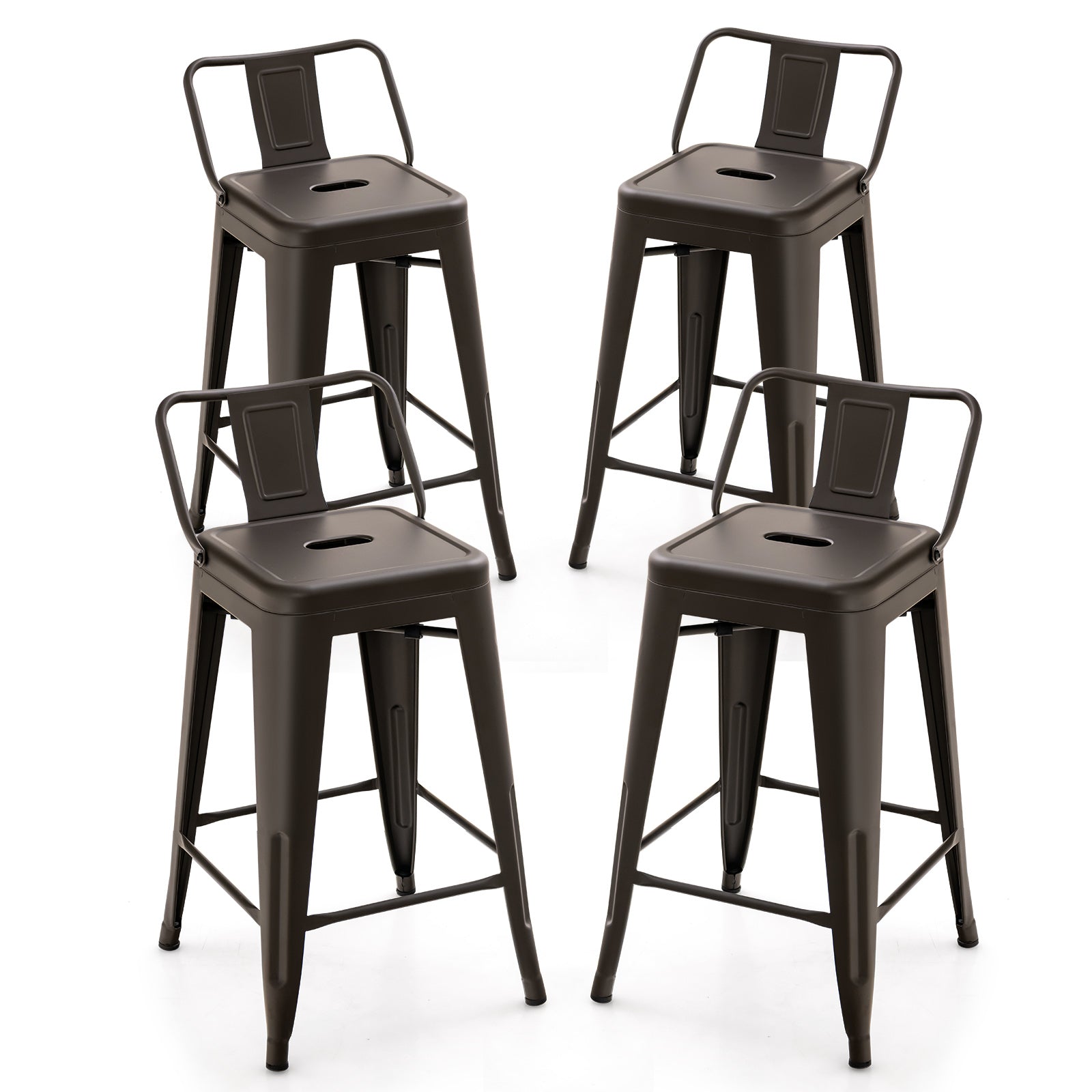24 Inch Set of 4 Cafe Side Chairs with Rubber Feet and Removable Back