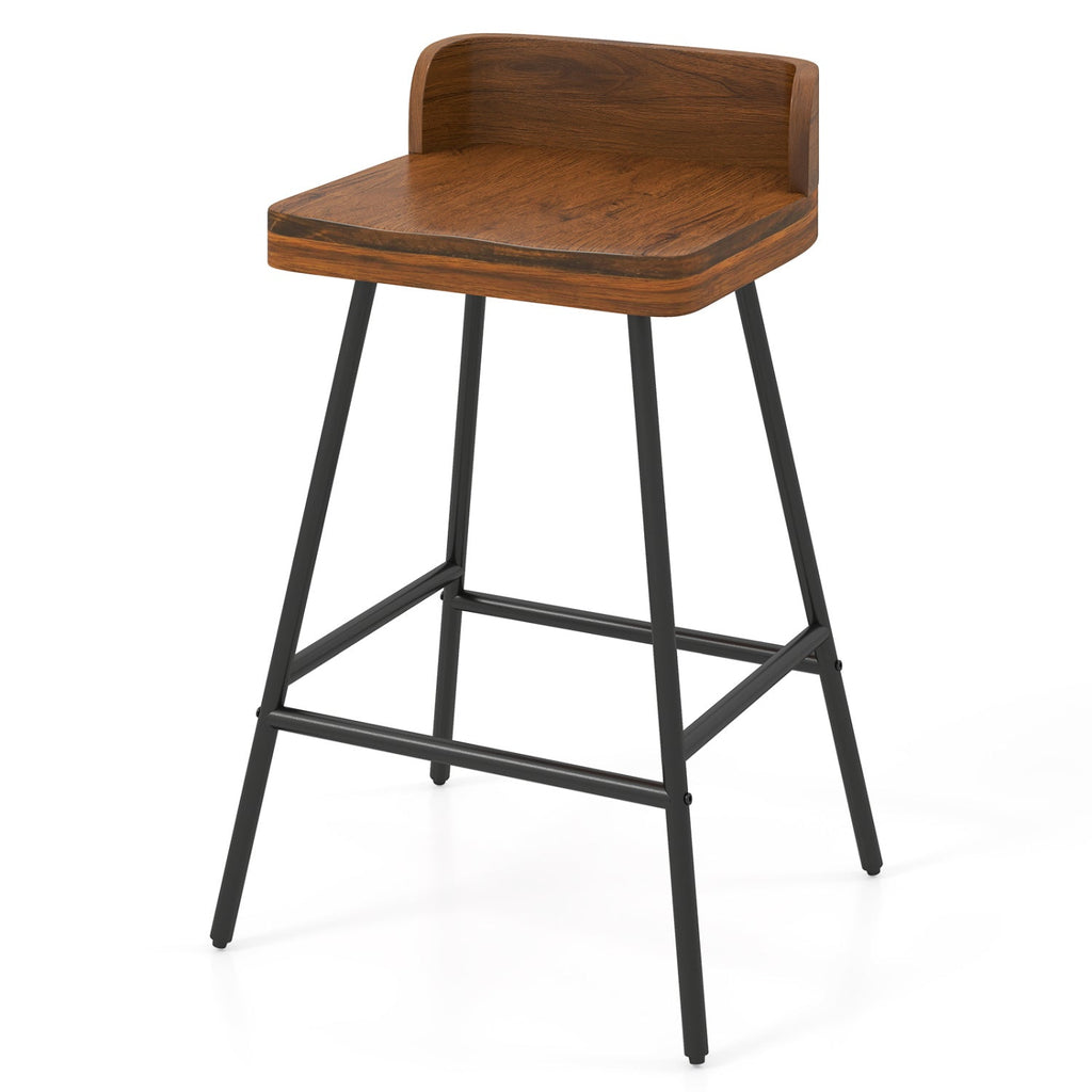 24" Bar Stool with Low Back and Footrest - Walnut