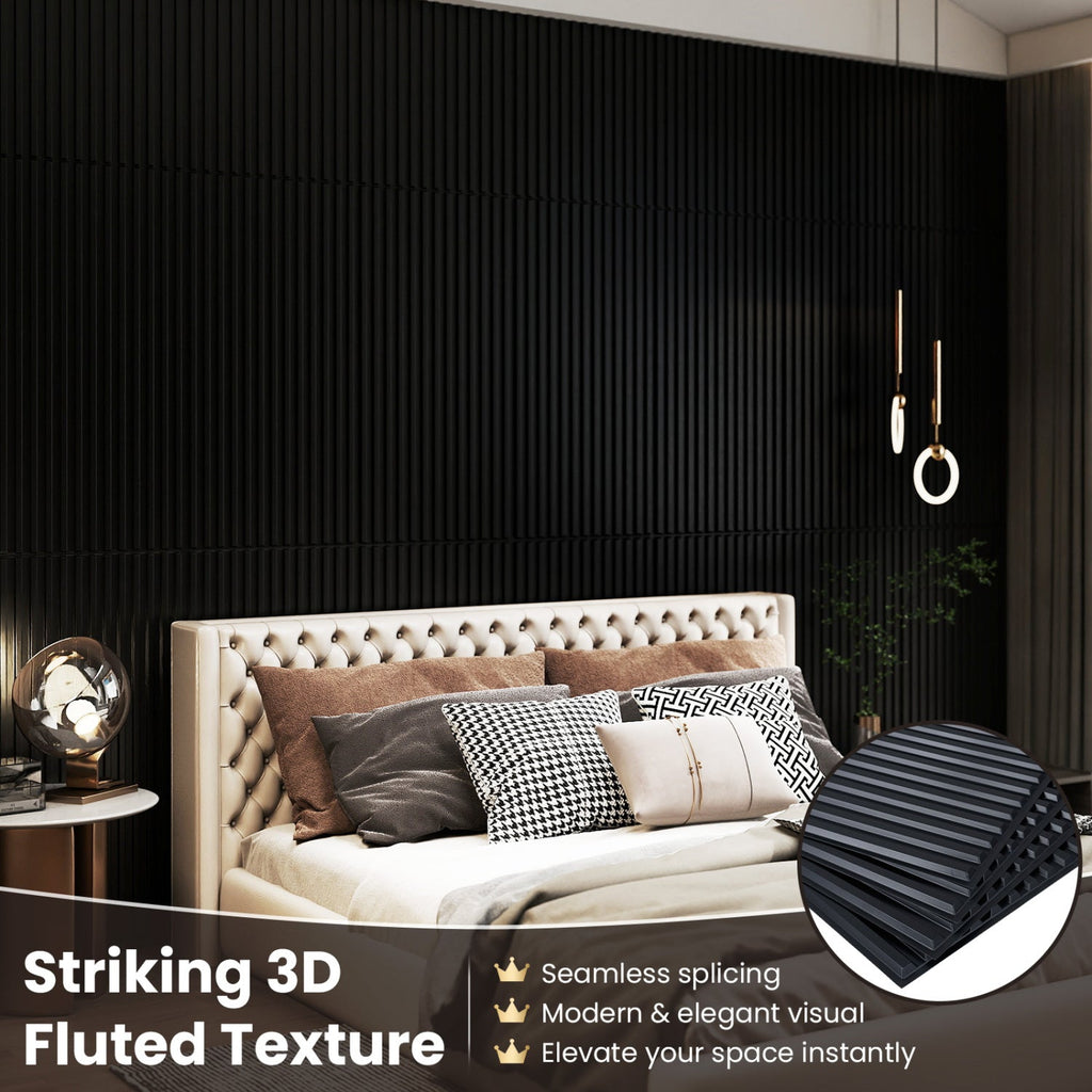 24-Pack PVC Slat Wall Panels for Interior Wall Decoration for Living Room and TV Background
