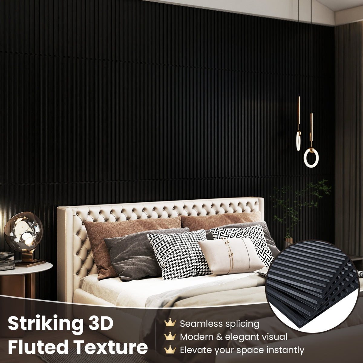 24-Pack PVC Slat Wall Panels for Interior Wall Decoration for Living Room and TV Background