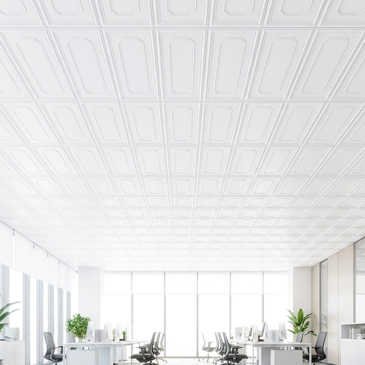 24 Pieces Ceiling Tiles Decorative PVC Ceiling Covering Panels