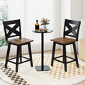24" Rubberwood Swivel Barstools Set of 2 with Backrest and Large Seat