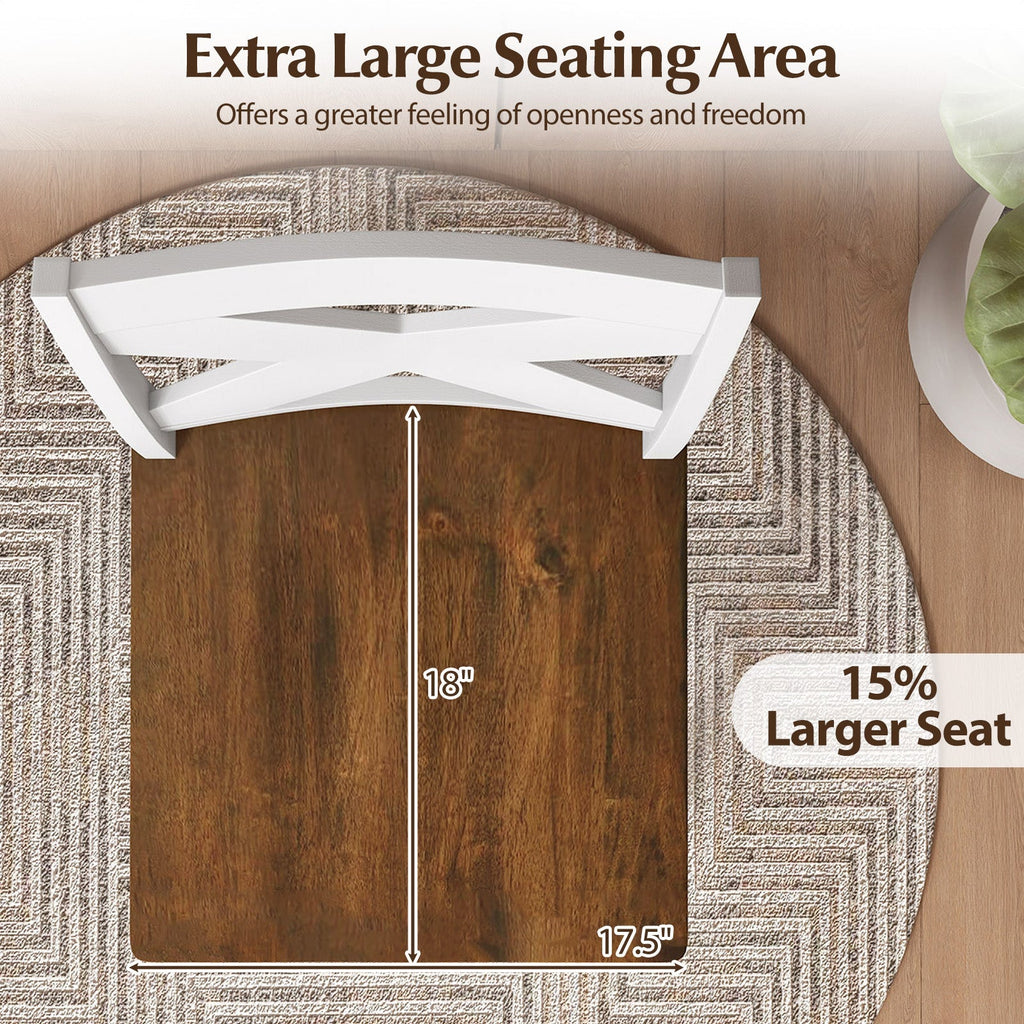 24" Rubberwood Swivel Barstools Set of 2 with Backrest and Large Seat