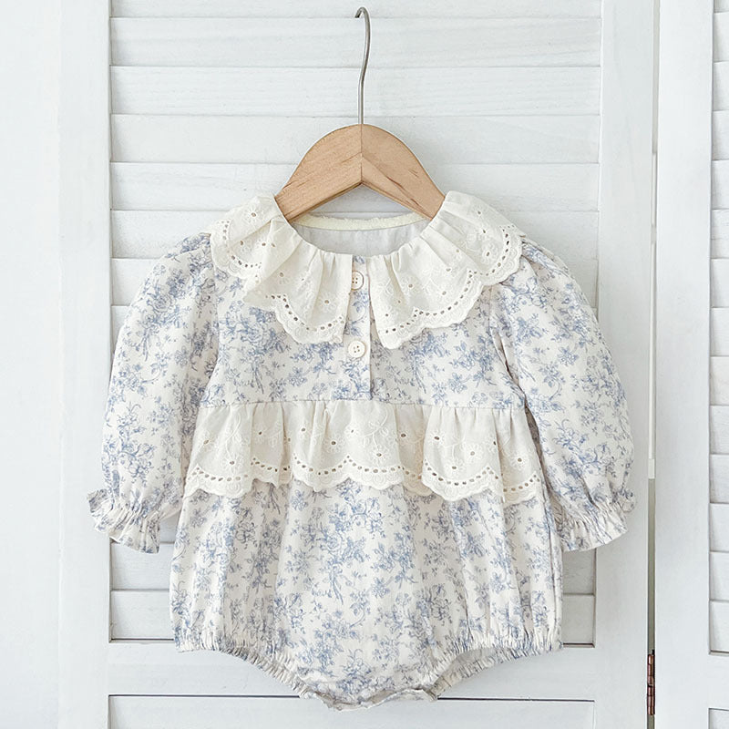 Baby Floral-print Round-neck Long-sleeve Onesie
