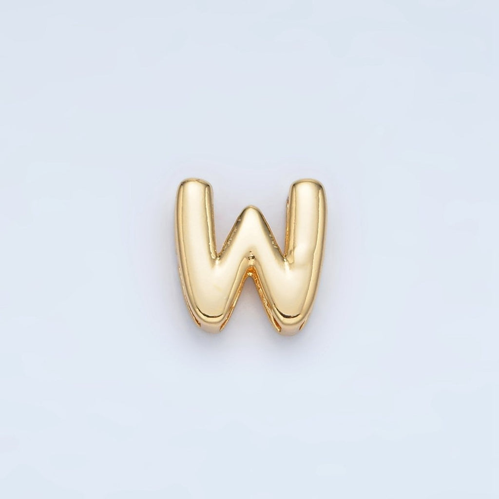 24K Gold Filled 10mm Chubby Minimalist Alphabet Letter Initial Personalized Bead | A1578-A1590