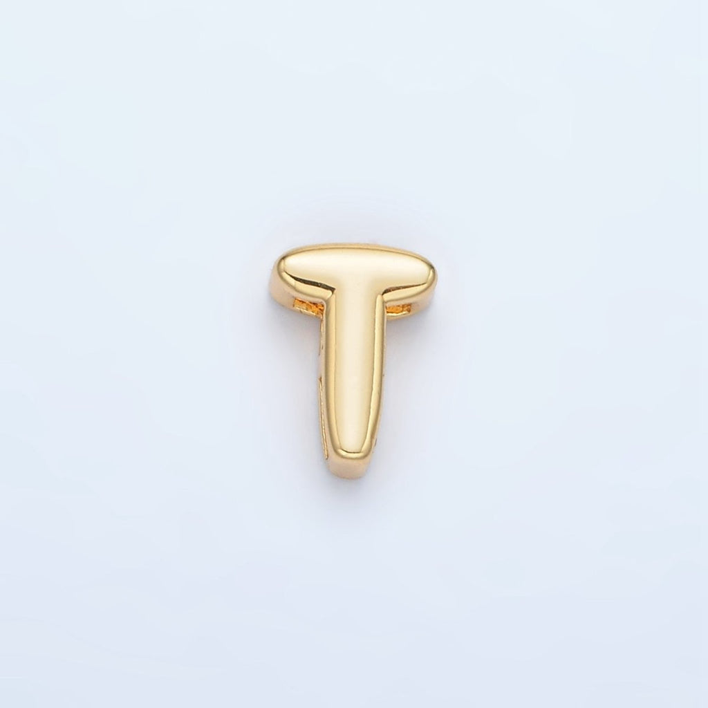 24K Gold Filled 10mm Chubby Minimalist Alphabet Letter Initial Personalized Bead | A1578-A1590