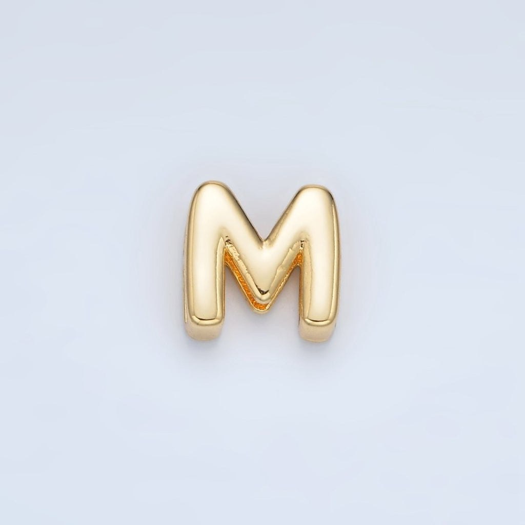 24K Gold Filled 10mm Chubby Minimalist Alphabet Letter Initial Personalized Bead | A1578-A1590