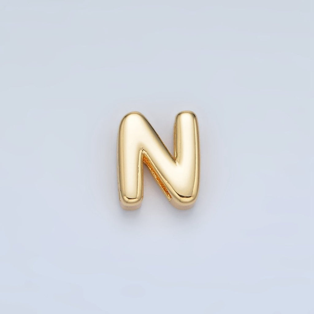 24K Gold Filled 10mm Chubby Minimalist Alphabet Letter Initial Personalized Bead | A1578-A1590