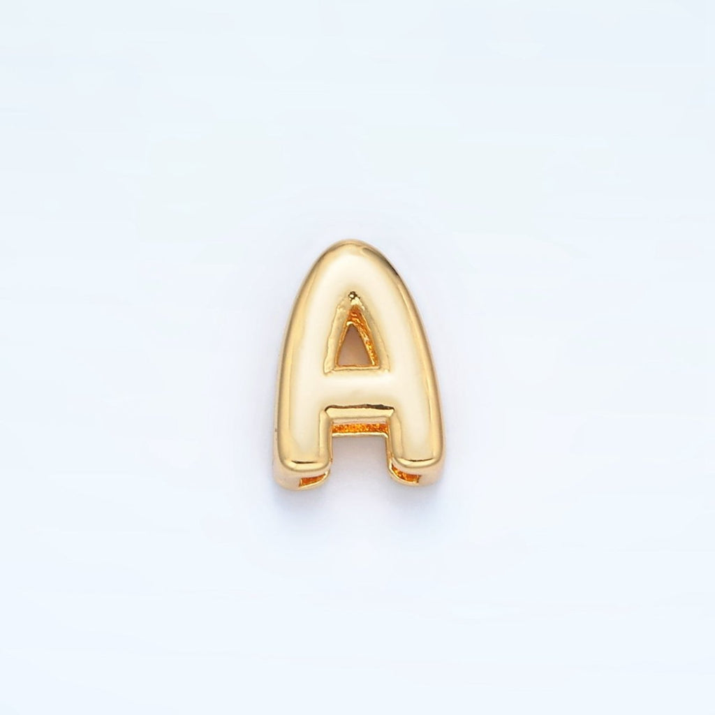 24K Gold Filled 10mm Chubby Minimalist Alphabet Letter Initial Personalized Bead | A1578-A1590