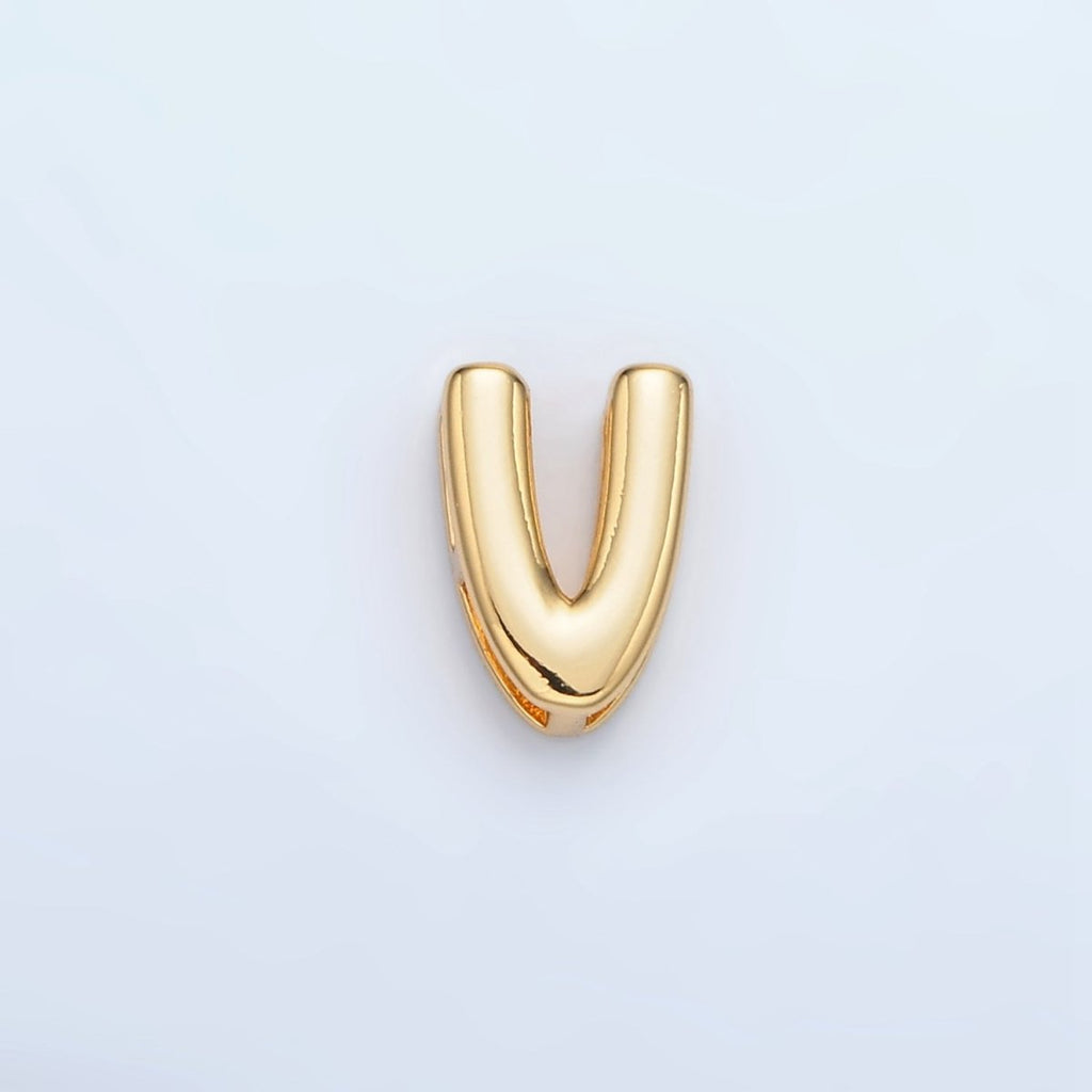 24K Gold Filled 10mm Chubby Minimalist Alphabet Letter Initial Personalized Bead | A1578-A1590