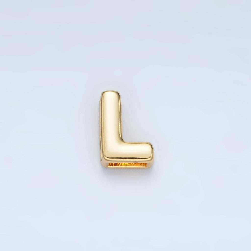 24K Gold Filled 10mm Chubby Minimalist Alphabet Letter Initial Personalized Bead | A1578-A1590