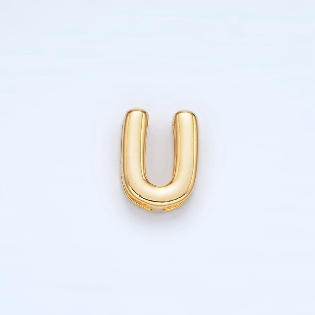 24K Gold Filled 10mm Chubby Minimalist Alphabet Letter Initial Personalized Bead | A1578-A1590