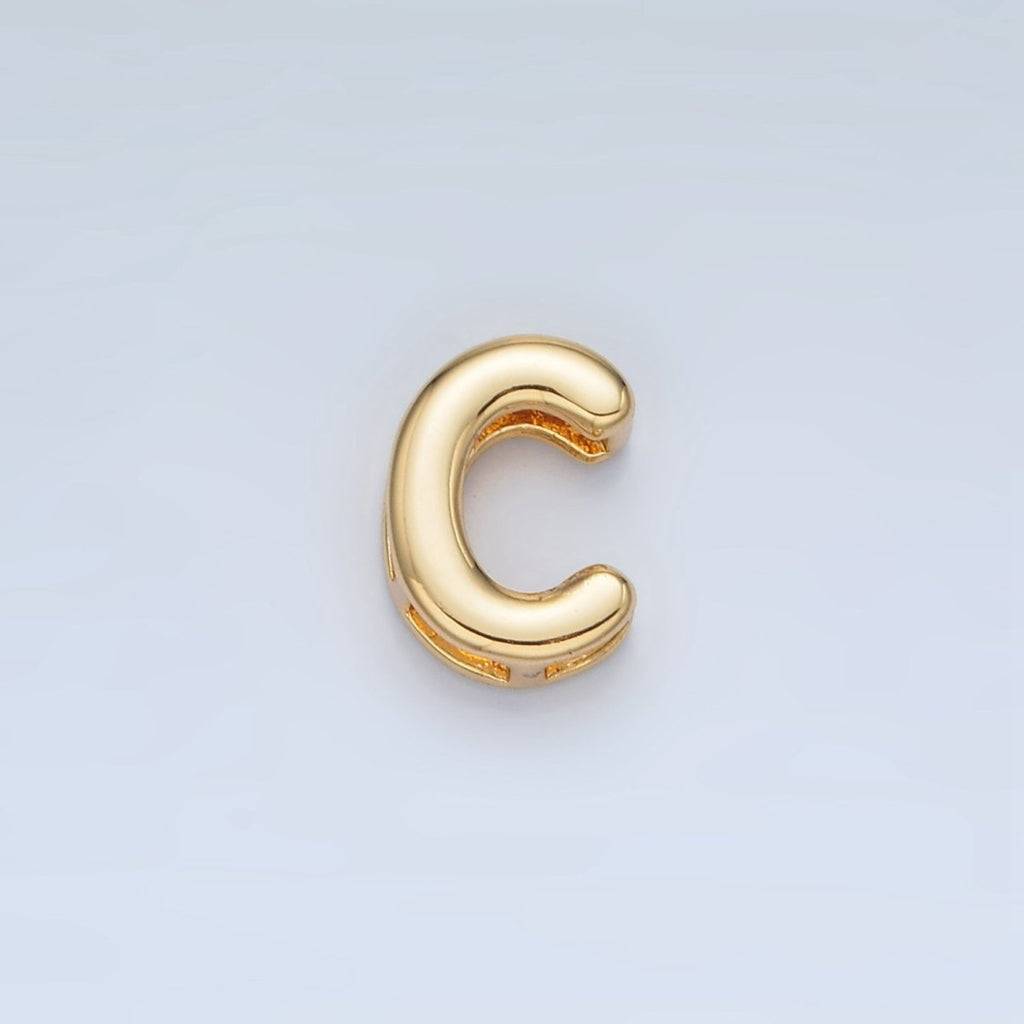 24K Gold Filled 10mm Chubby Minimalist Alphabet Letter Initial Personalized Bead | A1578-A1590