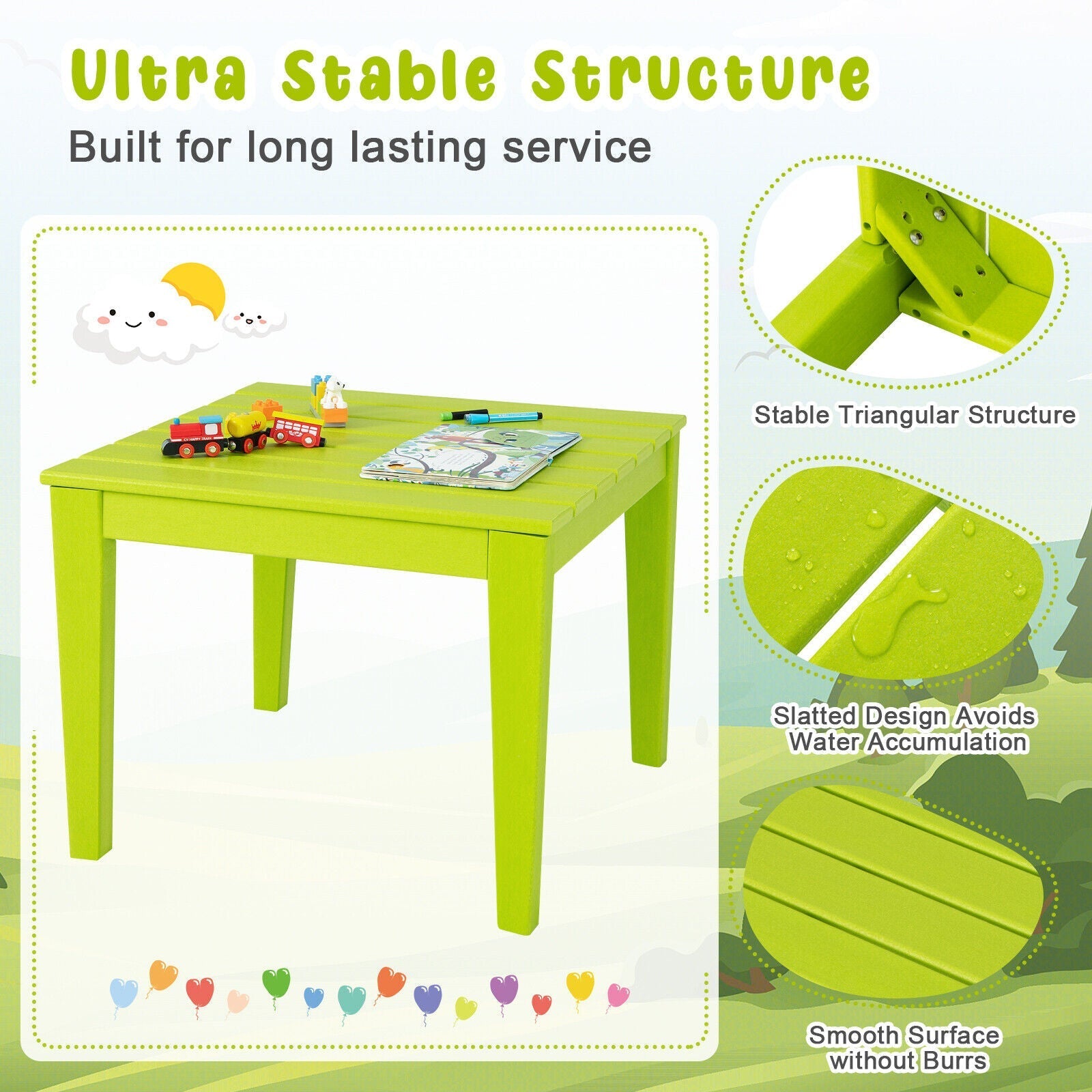 25.5 Inch Square Kids Activity Play Table