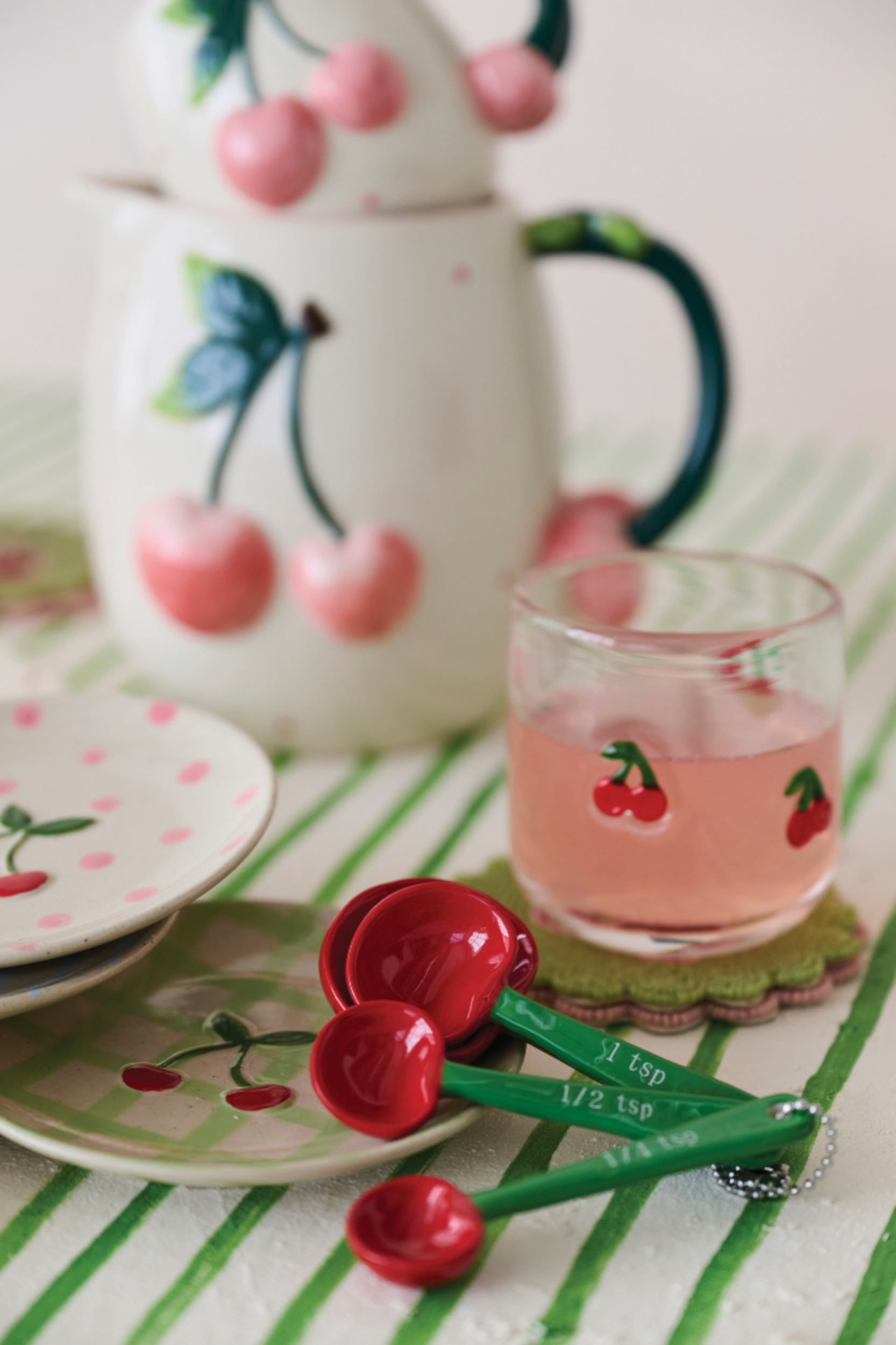 Cherry Shaped Ceramic Measuring Spoons Set