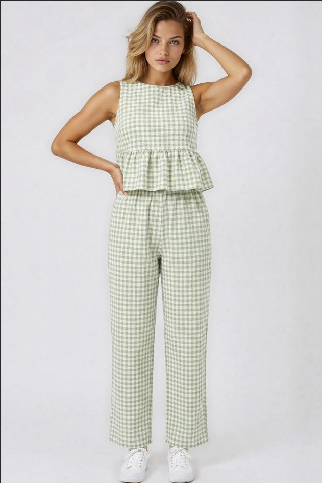 Miss Sparkling Gingham Pants & Top Set
