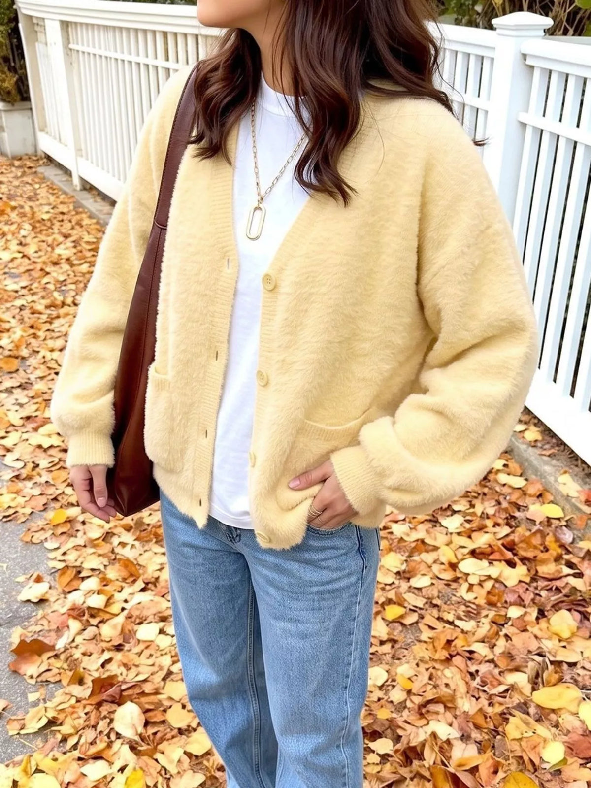 Button Up V-Neck Cardigan