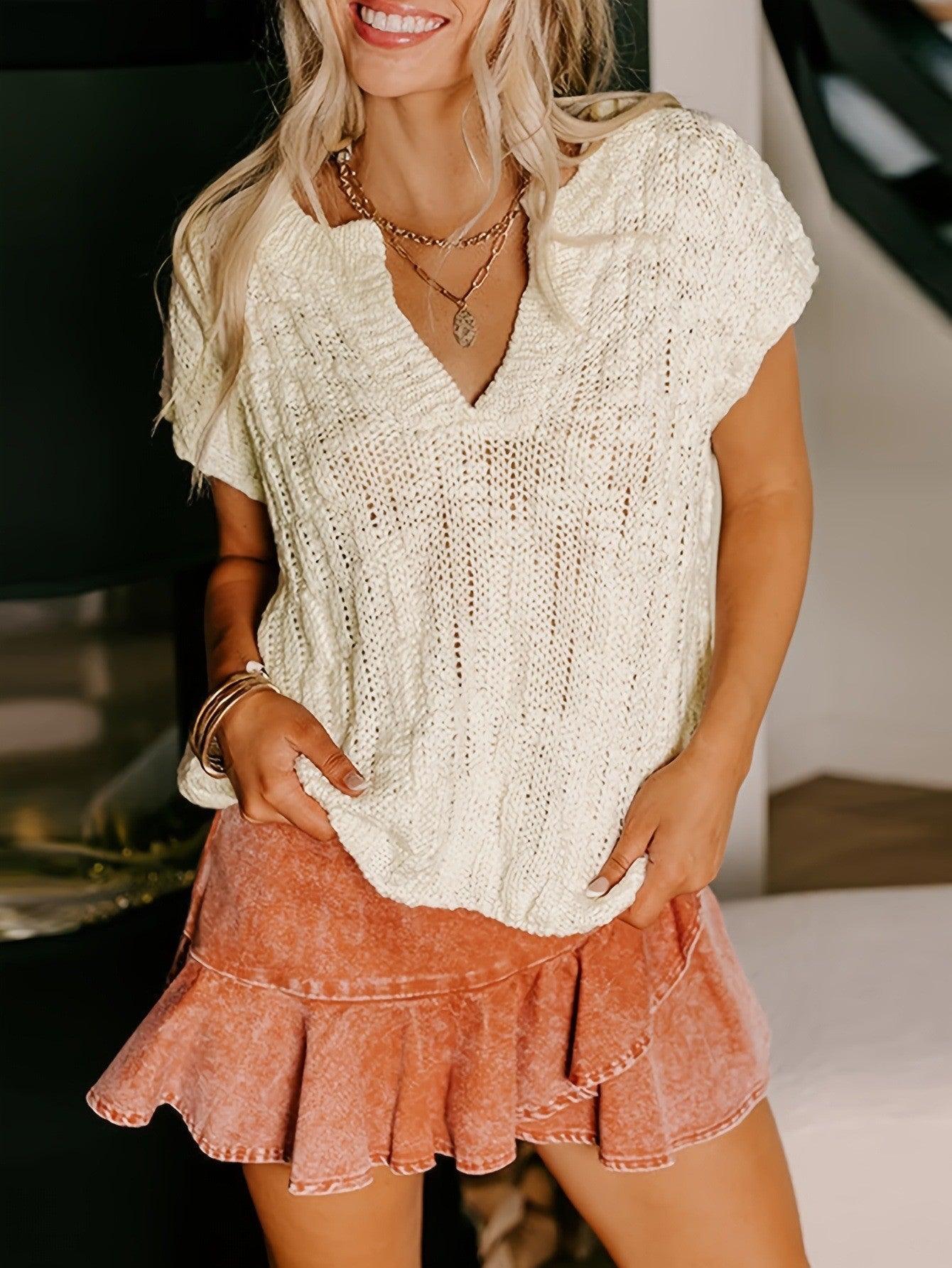 Miss Sparkling Textured Sweater Top