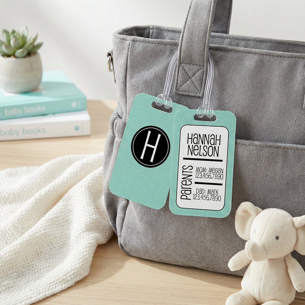 Personalized Diaper Bag Tag - Custom Name Label | Durable Aluminum Baby Accessory