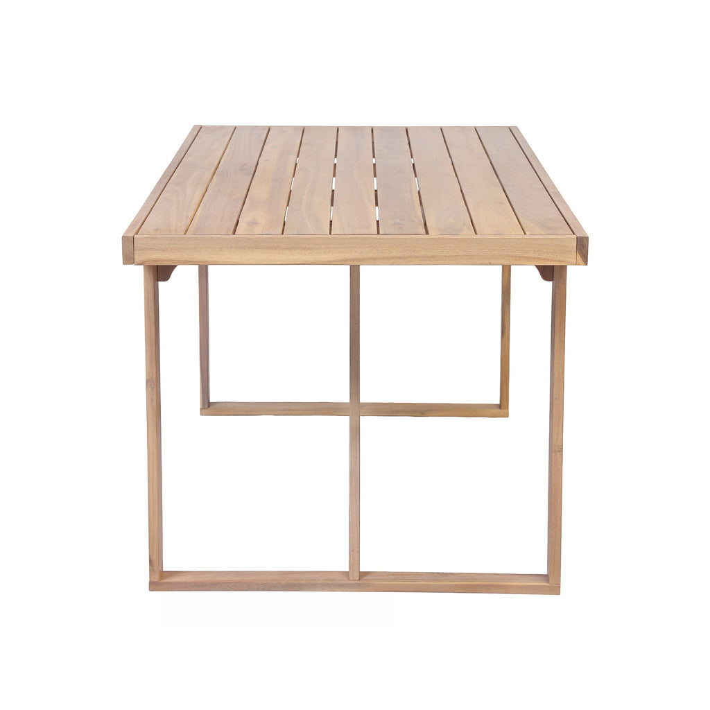 7‑Piece Acacia Wood Patio Dining Set, 67" Rectangular Slatted Table A‑Frame Legs Light