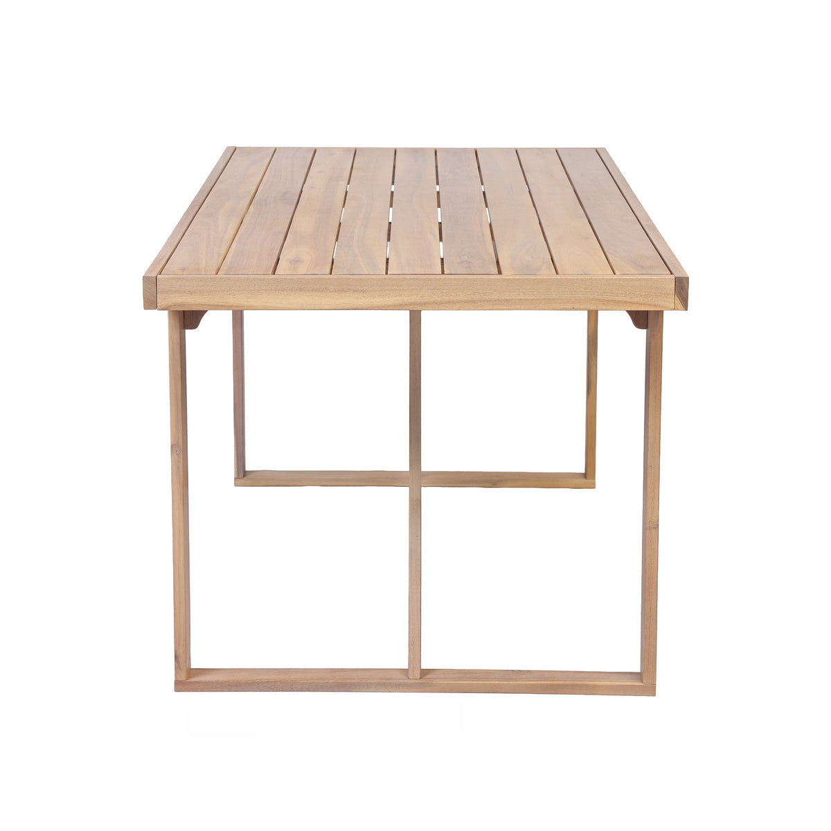 7‑Piece Acacia Wood Patio Dining Set, 67" Rectangular Slatted Table A‑Frame Legs Light