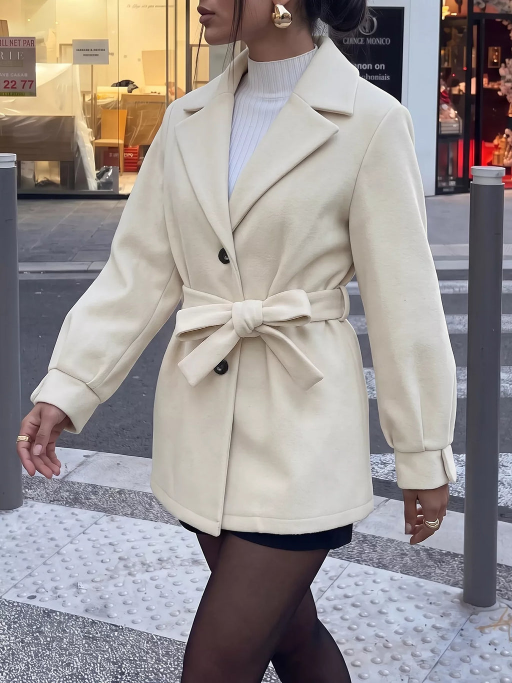 Lapel Collar Button Up Outerwear
