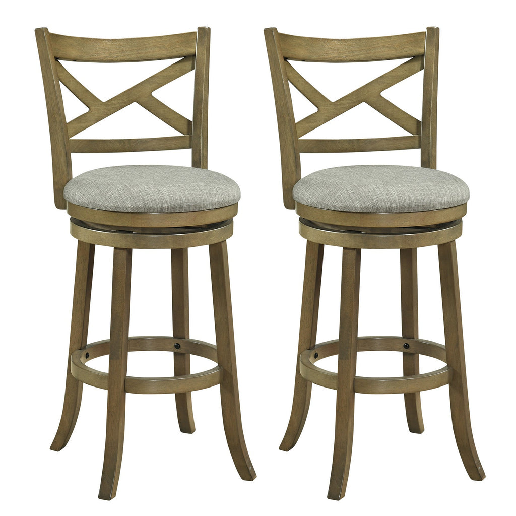25/30 Inch Swivel Bar Stools Set of 2 with Backrests and Wood Frame
