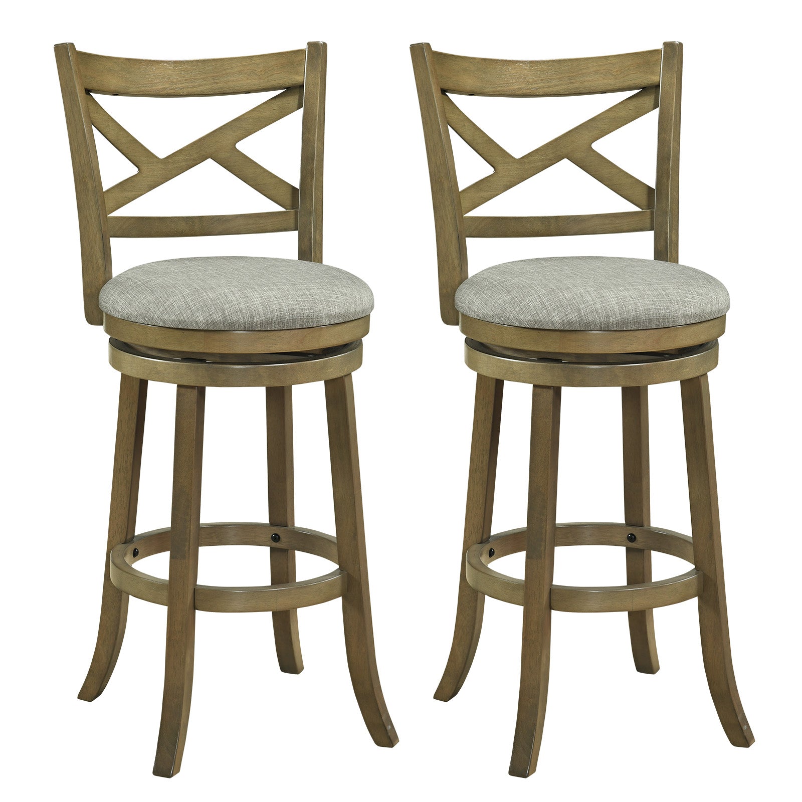 25/30 Inch Swivel Bar Stools Set of 2 with Backrests and Wood Frame