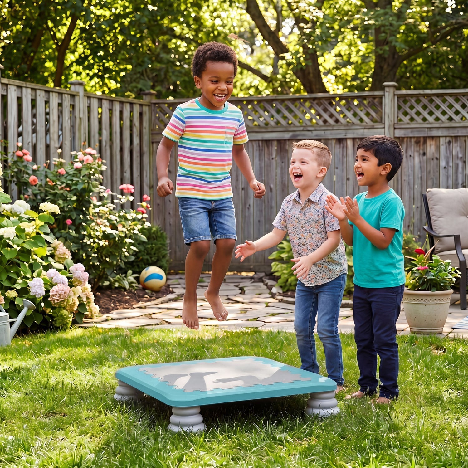 Kids Mini Trampoline 25.5 Inch with Non-Slip Foot Pads