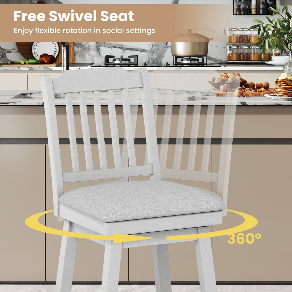 25 inch Modern Bar Stools Set of 2 with Upholstered Swivel Seat-Gray
