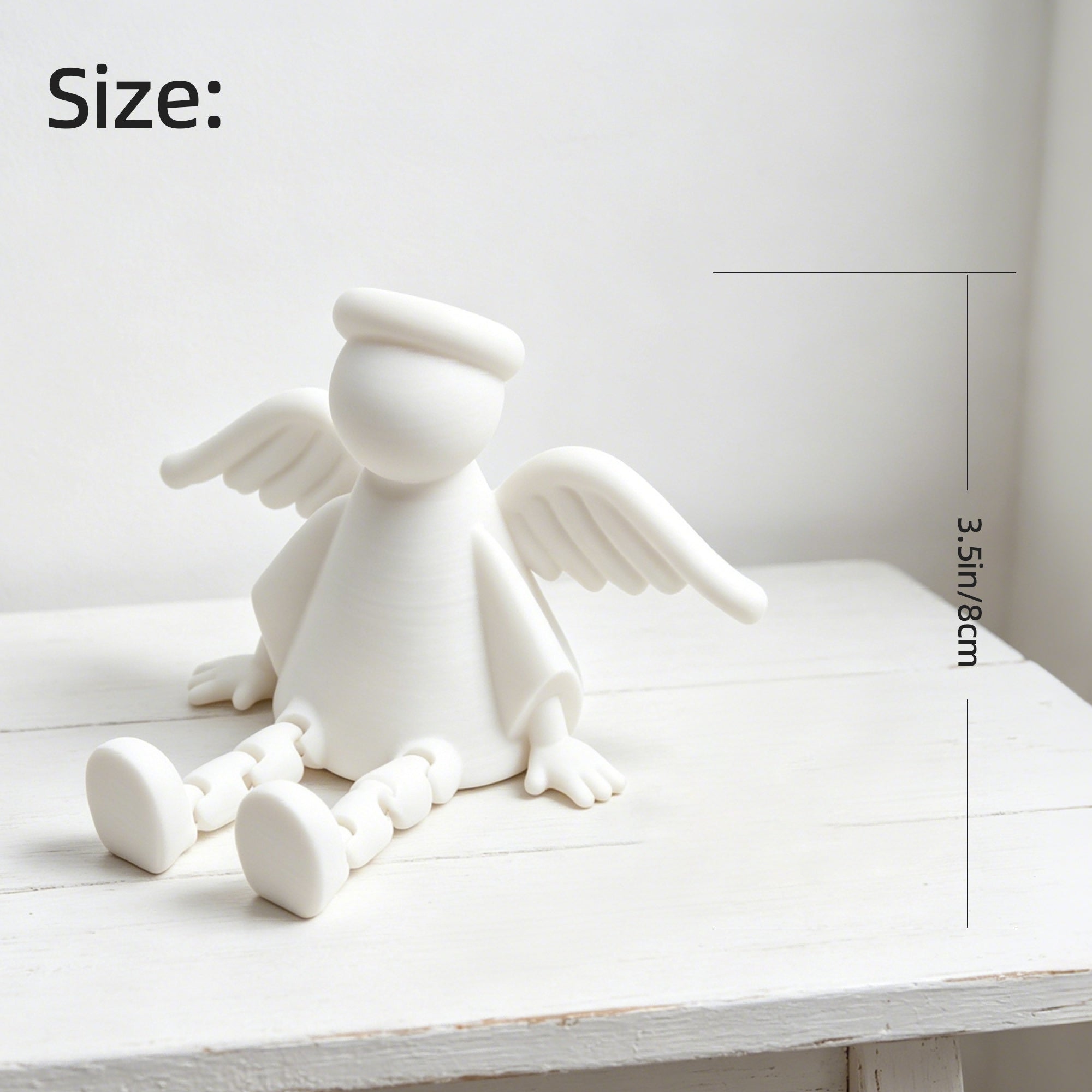 3D Printed Angel Shelf Sitter Figurine With Articulated Legs, Cute Winged Angel With Halo For Desk, Bookshelf, Bedroom & Home Decor