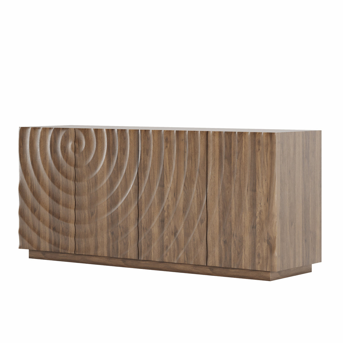 Walnut Buffet Cabinet with Storage - 4-Door Modern Sideboard