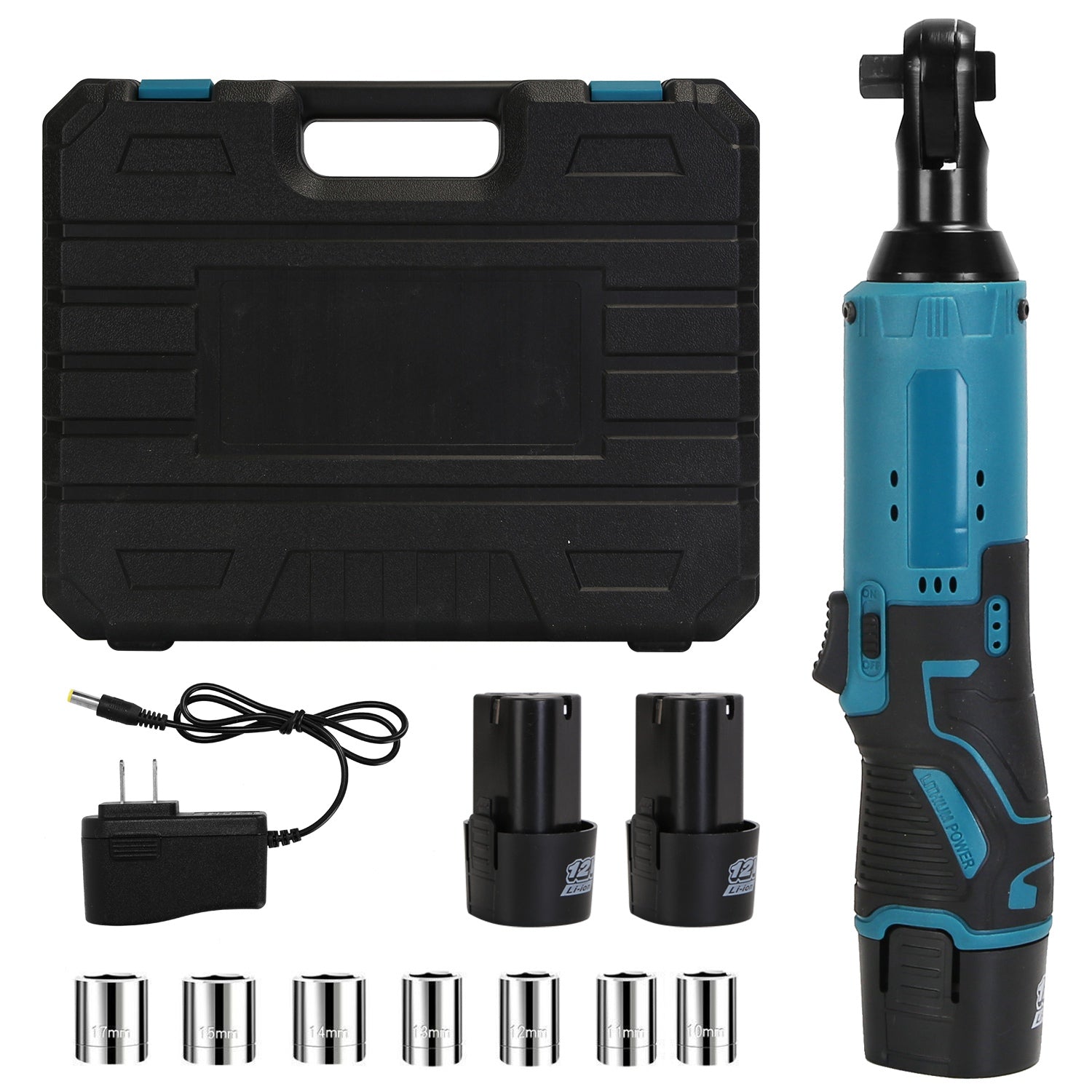 Cordless Electric Ratchet Wrench Set with 7 Sockets