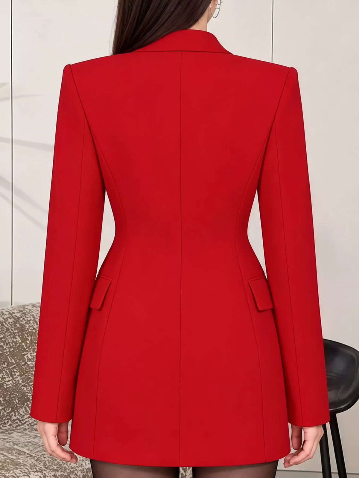 Full Size Double-Breasted Slim-Fit Blazer Plus Size