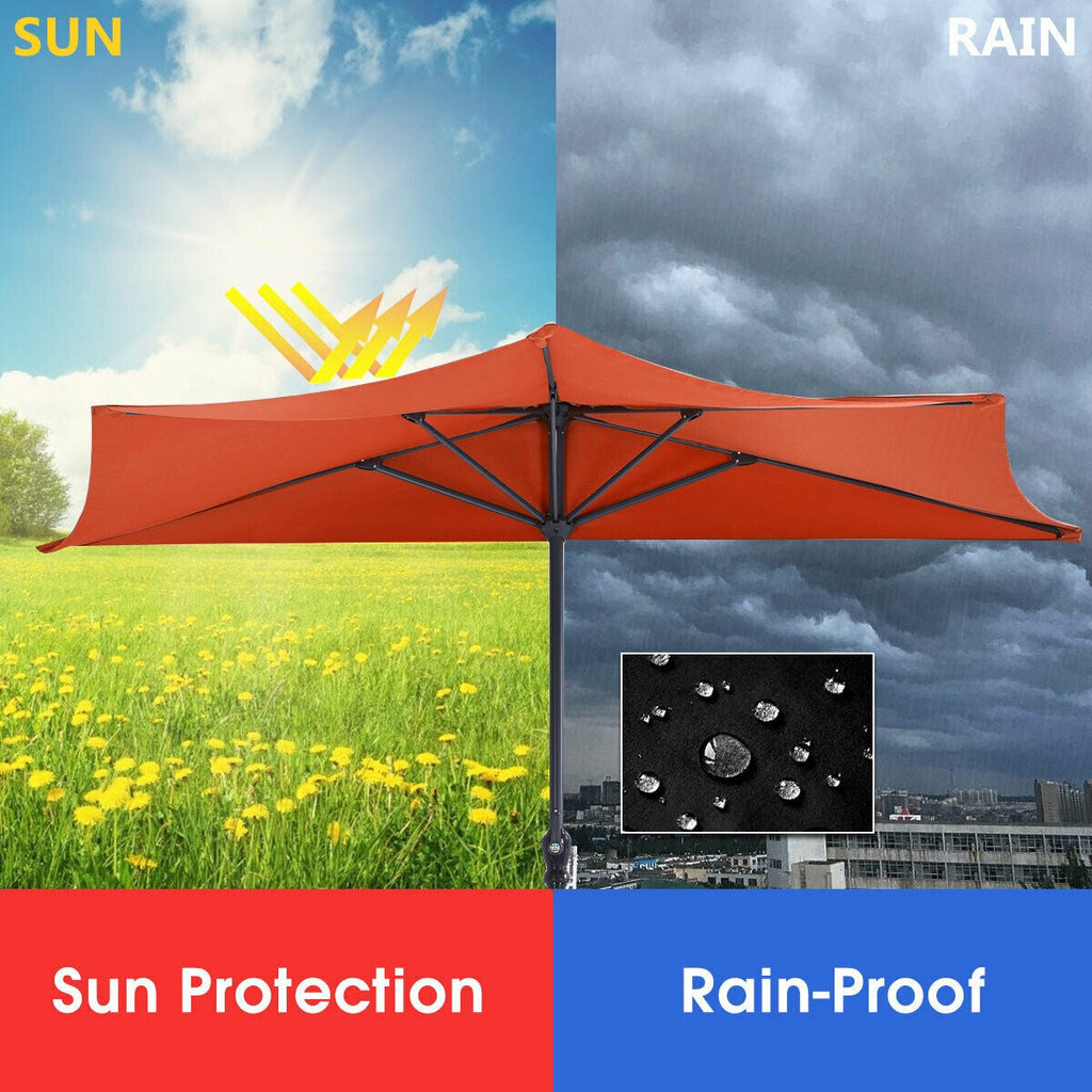 9Ft Patio Bistro Half Round Umbrella
