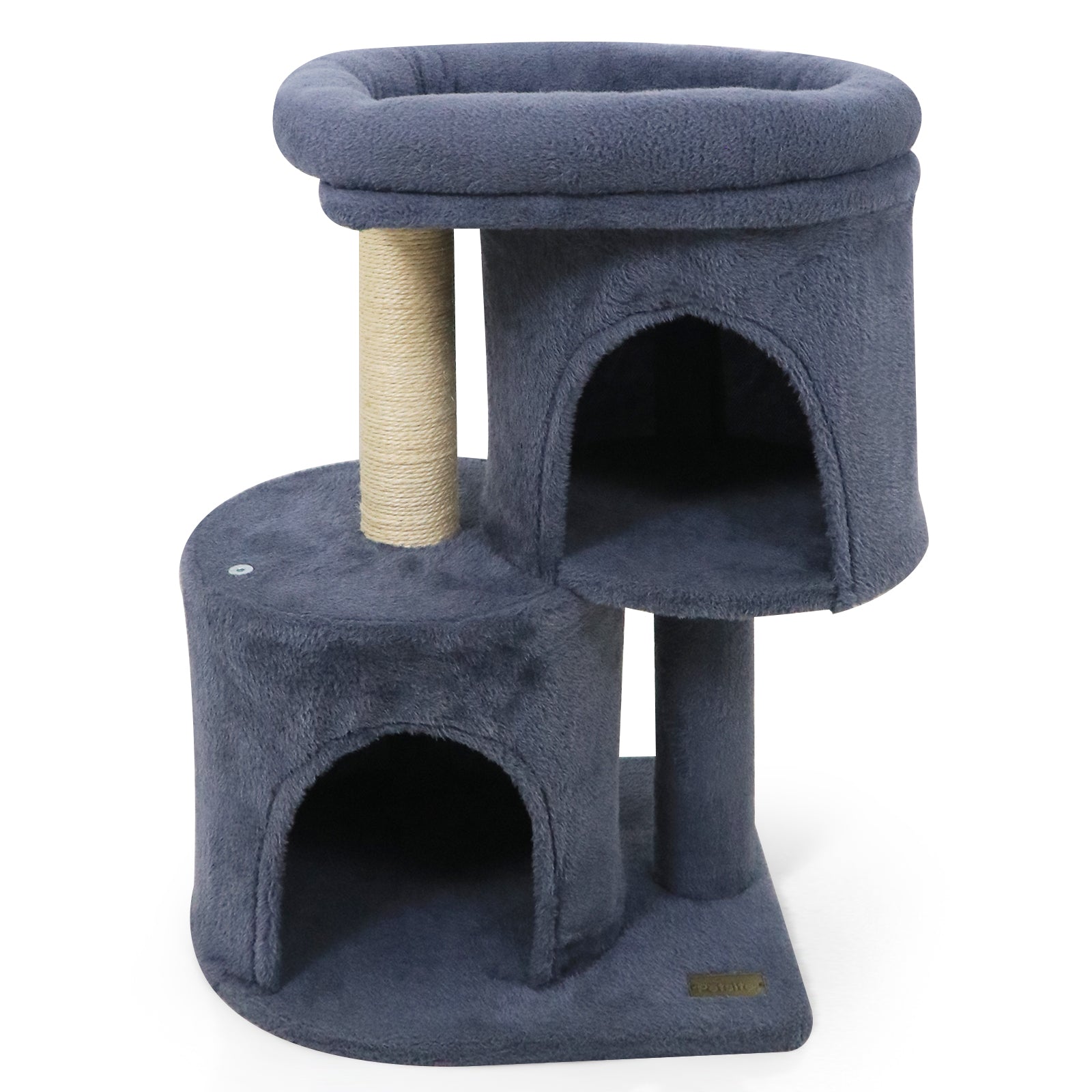 26 Inch Cat Tower with Large Padded Push Perch and Dual Condos