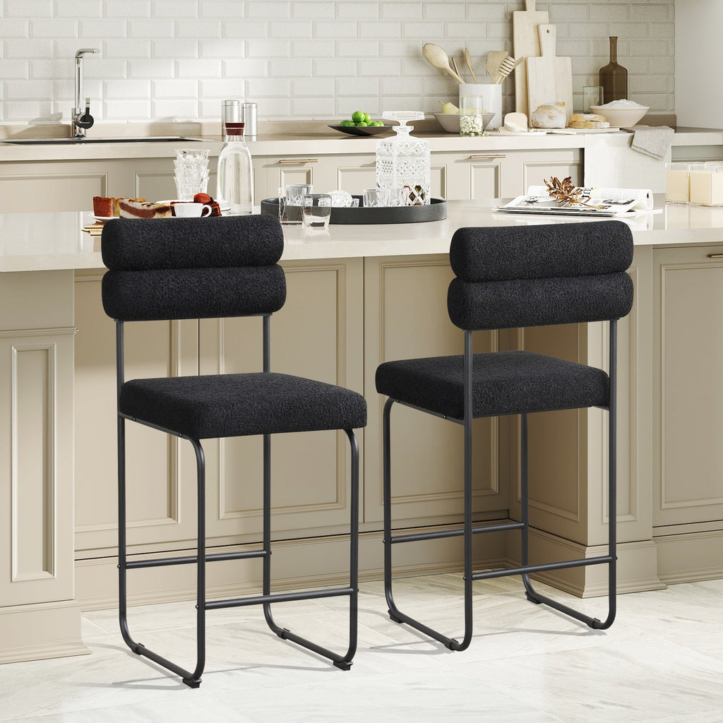 26 Inch Counter Height Bar Stools Set of 2 with Metal Frame and Footrest
