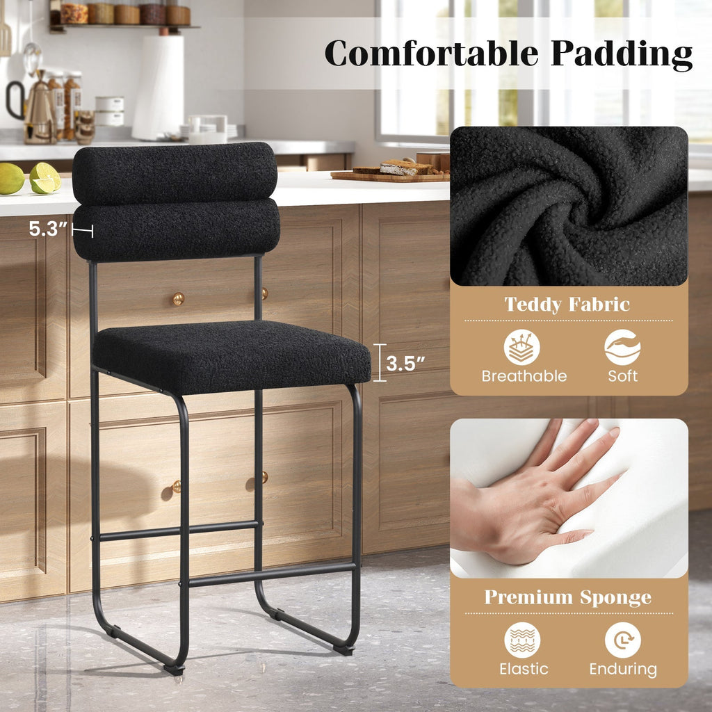 26 Inch Counter Height Bar Stools Set of 2 with Metal Frame and Footrest
