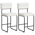 26 Inch Counter Height Bar Stools Set of 2 with Metal Frame and Footrest