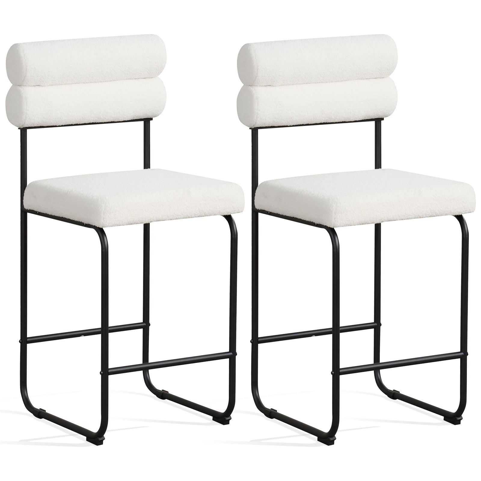 26 Inch Counter Height Bar Stools Set of 2 with Metal Frame and Footrest