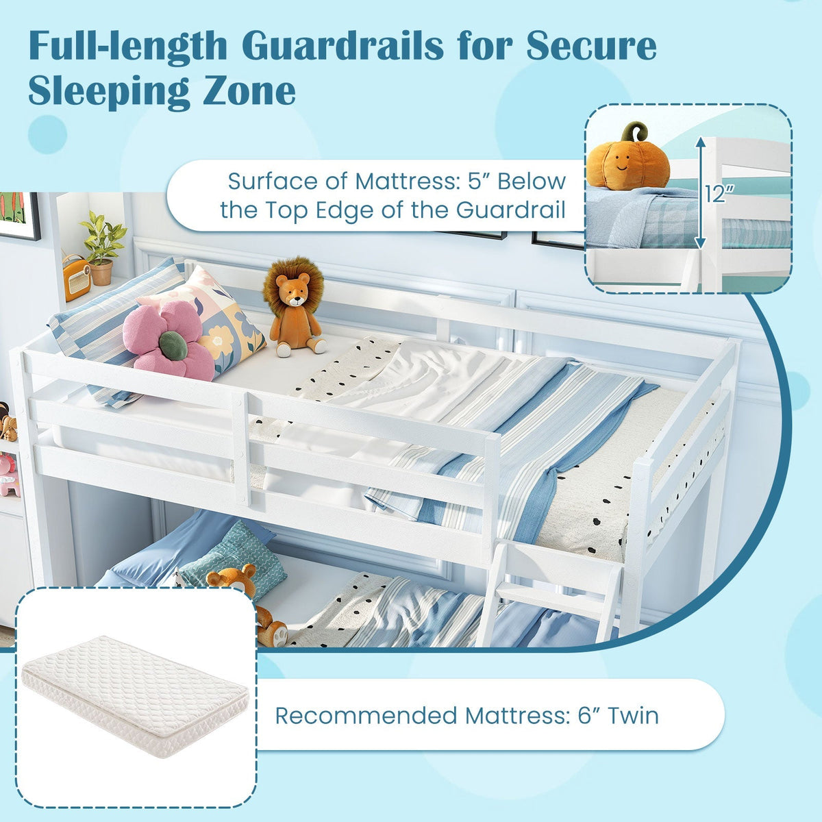 Twin Over Full Bunk Bed Low Floor Bunk Bed Frame