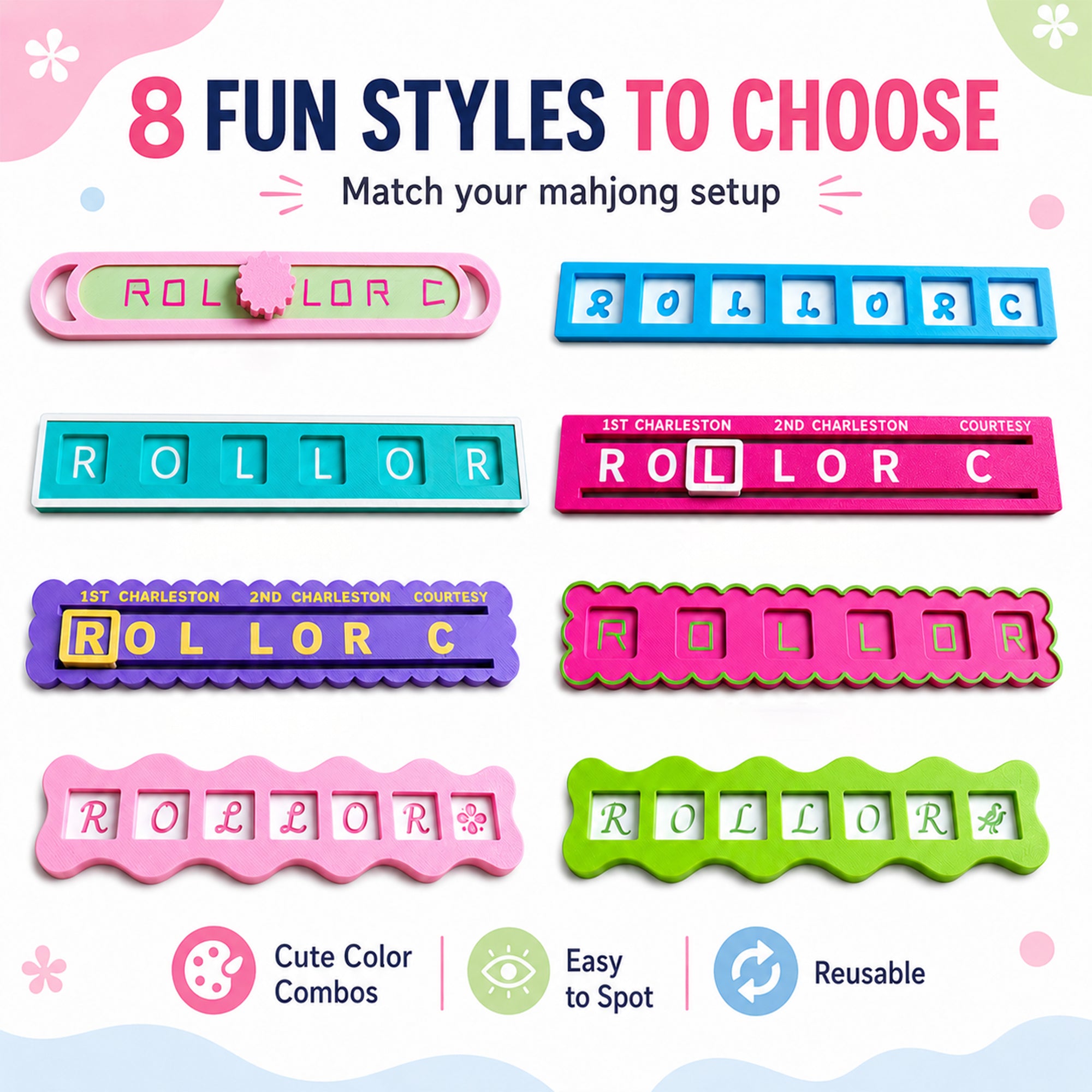 American Mahjong Charleston Tracker, 3D Printed Passing Direction Guide With R O L C Indicators, Mahjong Beginner Game Night Accessory, 8 Styles