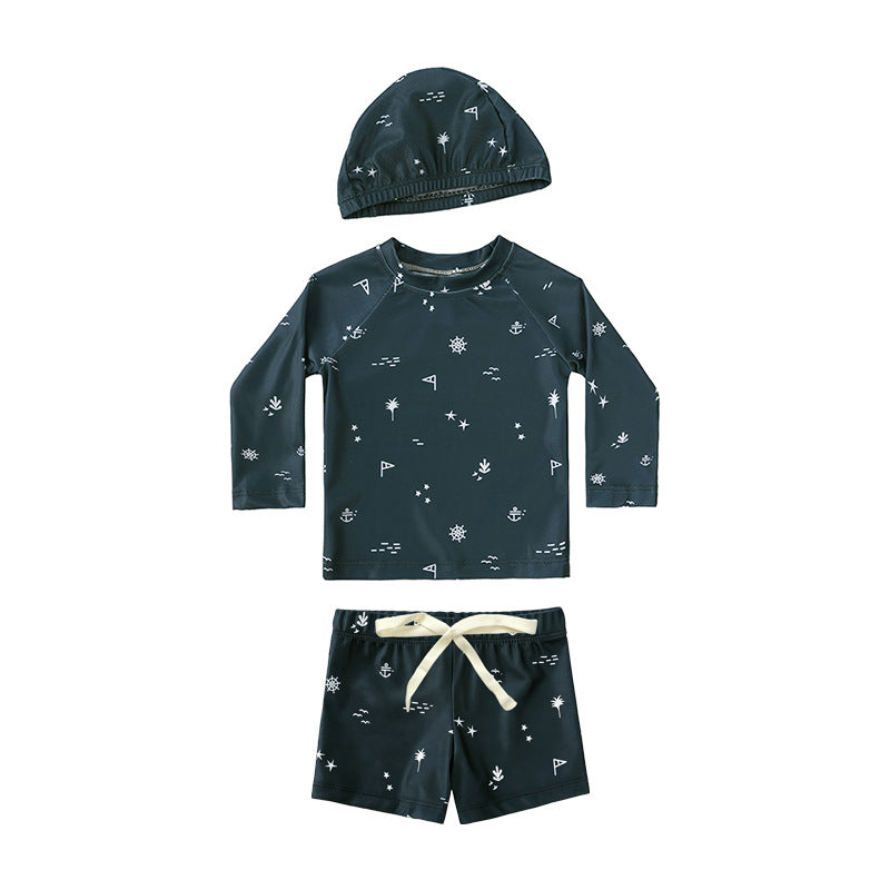 Kids Long-sleeve Sun-protective Two-piece Swimsuit