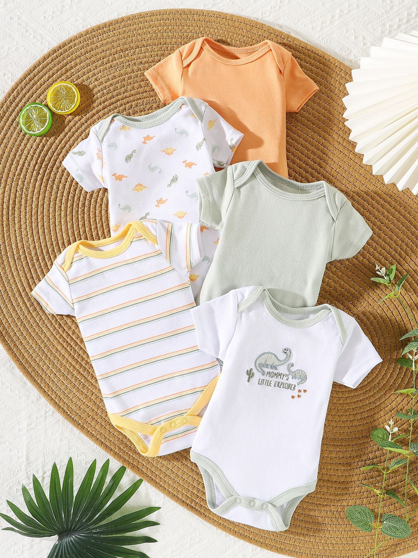 Cute Romper Short-Sleeve Baby Jumpsuit Five-Piece Set