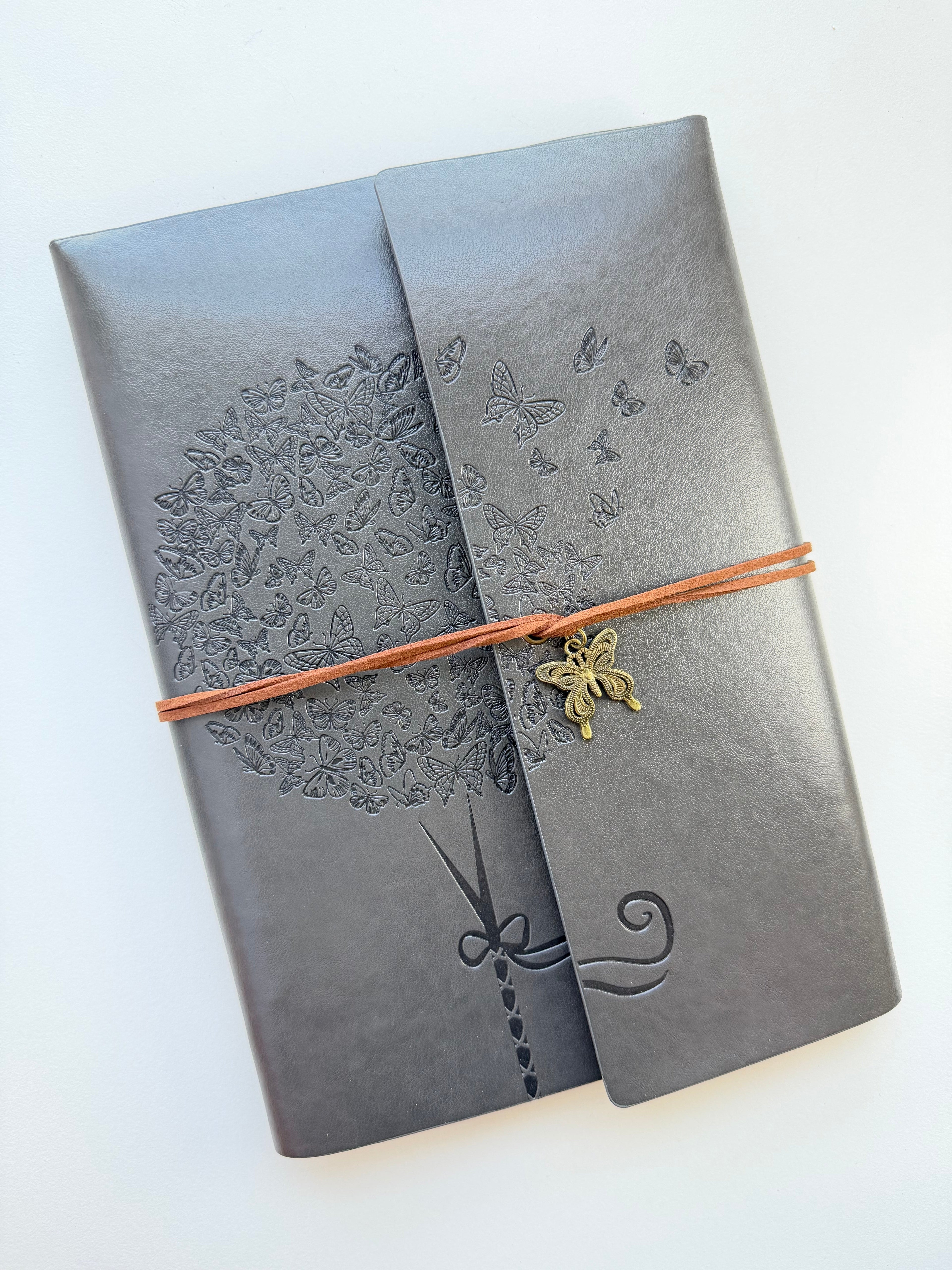 Blue A5 Vintage Faux Leather Binder Notebook