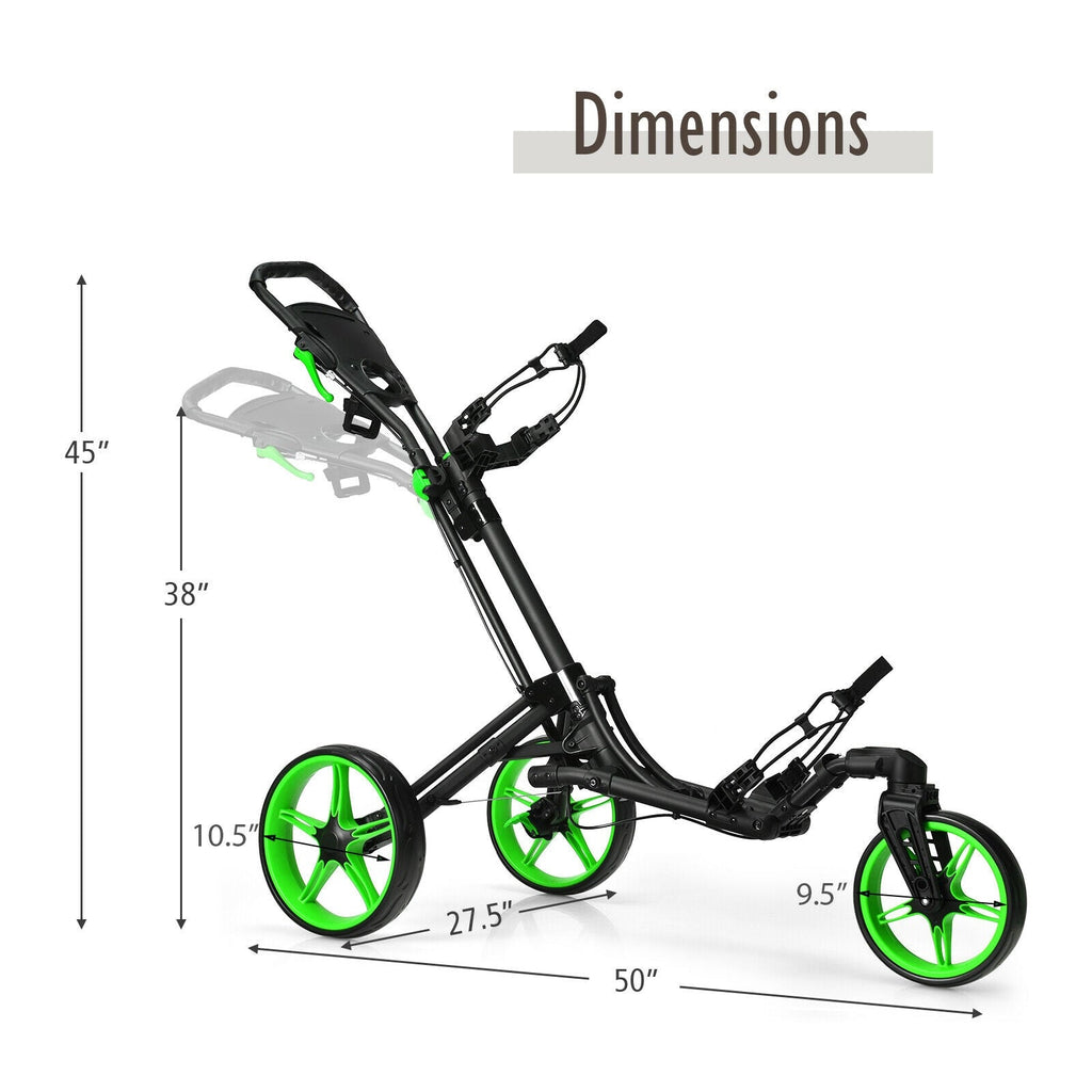 Folding Golf Push Cart with Scoreboard Adjustable Handle Swivel Wheel