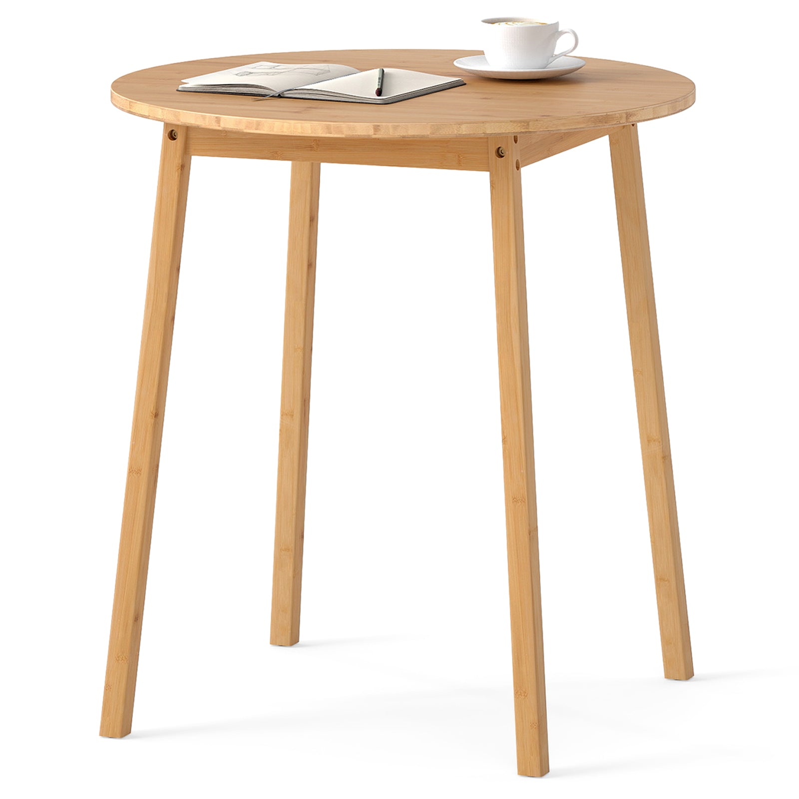 27.5 Inch Round Bamboo Dining Table for 2-4 Person-Natural