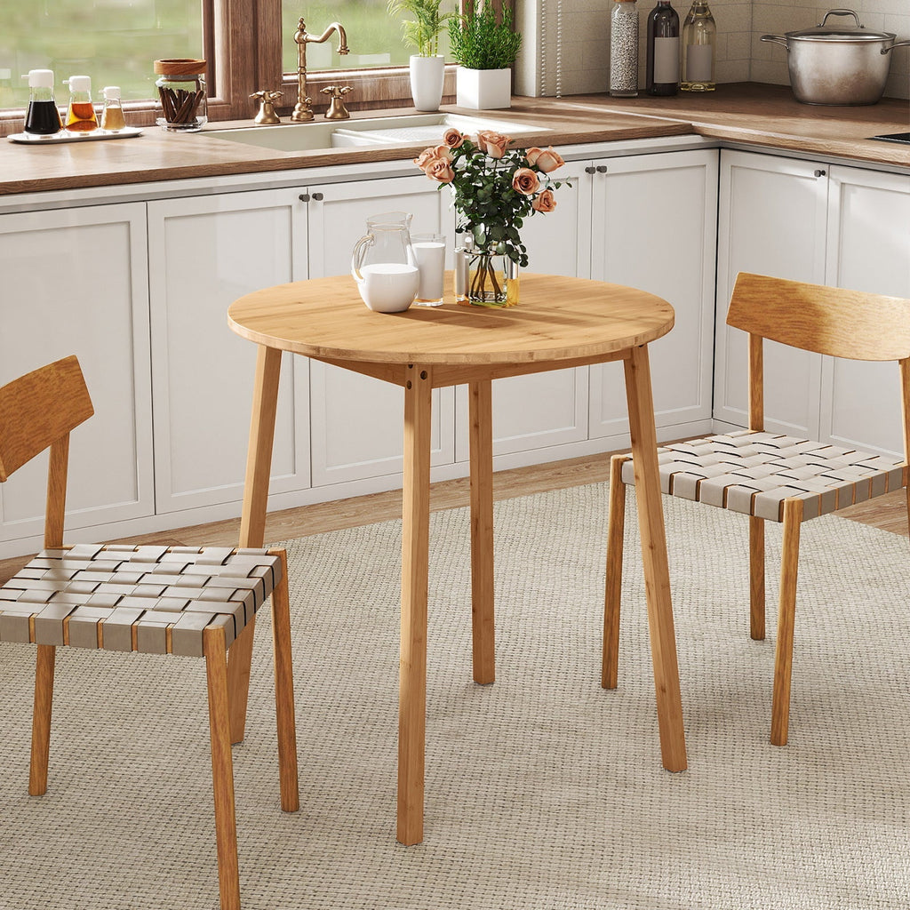 27.5 Inch Round Bamboo Dining Table for 2-4 Person-Natural
