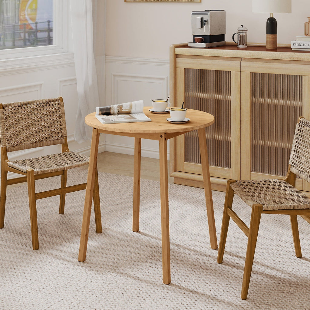 27.5 Inch Round Bamboo Dining Table for 2-4 Person-Natural